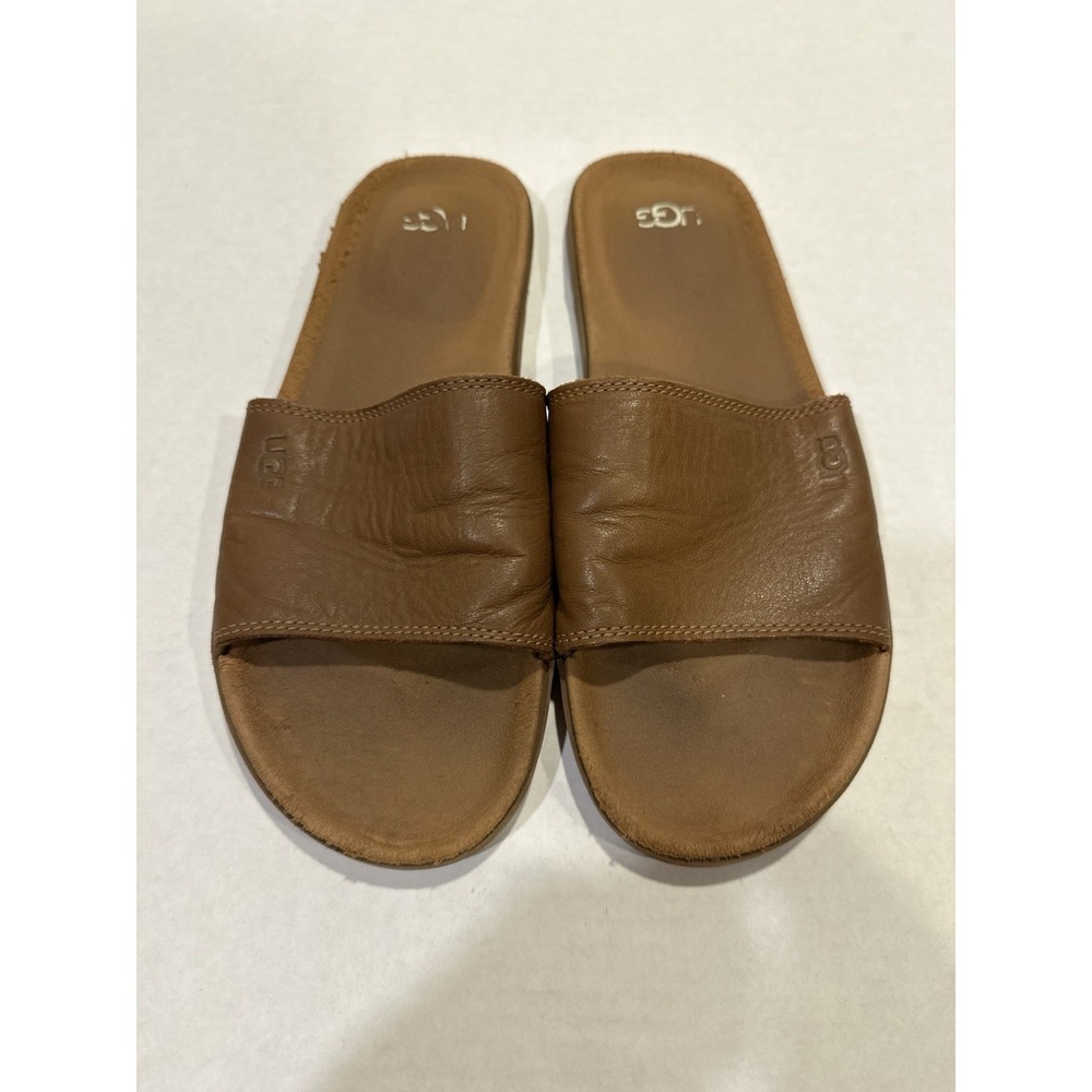 Ugg Slide Upper Leather Seaside Sandals Brown Men's Size 9